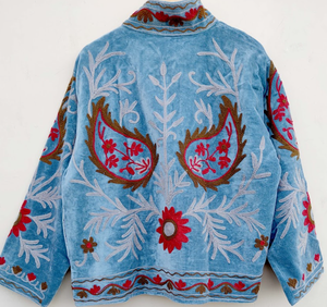 Veste en velours brodée Suzani réversible, écologique, décontractée, pour l'hiver, design respirant pour femmes - Product Image 5