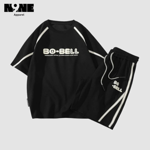 Conjunto liso de 2 piezas Conjuntos de camiseta y pantalones cortos para hombre Camisetas de algodón 100% de gran tamaño lavadas Conjunto corto Sudor - Product Image 5