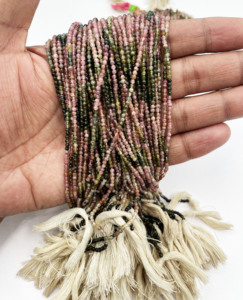 Natural 17 pulgadas 2,25 MM 14 CT suave polaco turmalina bola cuentas de piedras preciosas en cadena multicolor para regalo - Product Image 4