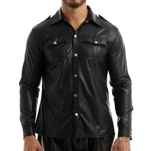 Thoshine Brand Men Leather Shirt Slim Fit Fashion Real Leather Shirts Soft T-shirts Long Sleeve Motorcycle & Biker Streetwear - Product Image 3