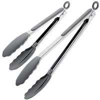 Voedselveilige roestvrijstalen saladetang met zilveren afwerking, keukengerei, metalen ijstang, voedselklem, keukengerei voor thuis.