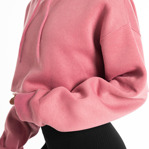 Ropa personalizada Sudaderas con capucha de hilo para mujer Sudaderas con capucha recortadas Serigrafía en relieve Sudaderas con capucha recortadas Unisex - Product Image 4