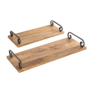 Plateau en bois multifonctionnel avec poignée en métal, parfait pour les espaces de repas, de salon et de bureau, avec une construction solide et fiable - Product Image 1