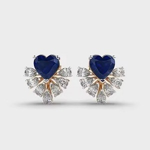 High on Demand Heart Shape 18K Solid Gold DEF VS Round Brilliant Cut Lab Grown Diamond Stud Earrings Ready to Ship - Product Image 5