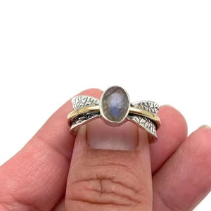 Joyería de piedras preciosas de labradorita para mujer, anillo de estilo bohemio de plata, joyería de plata de ley 925, anillo hecho a mano de tendencia, Regalo para mamá - Product Image 1