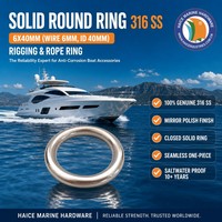 Acier inoxydable 316 Marine Anneau Rond 6x40mm Gréement Câble Sac Chien Cheval Pet Matériel Navire Yacht Bateau Matériel Accessoires