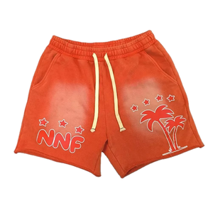 Shorts décontractés pour hommes en polyester 100% à séchage rapide, effet délavé doux, avec cordon de serrage, couleurs personnalisables, pour la gym, la course et la marche - Product Image 1