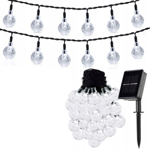 Lámpara solar GARLAND 20 LED 5M, lámpara de jardín para balcón, luz fría - Product Image 1