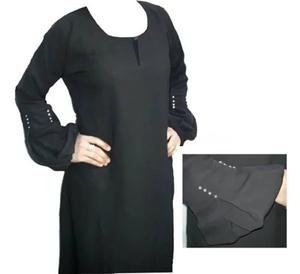 2025 último diseño de gasa de algodón orgánico resistente a los rayos UV Abaya para damas cuello campana de bambú mangas plisadas musulmanas tradicionales - Product Image 1