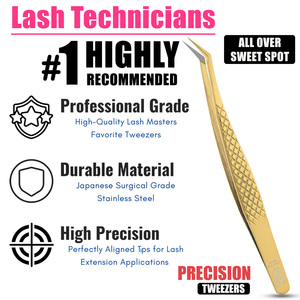 Pro Fiber Tip Eyelash Extension Tweezer 75 Degree Russian Volume Fan Narrow Tip High Quality Precision Lash <b>Tool</b> - Product Image 3