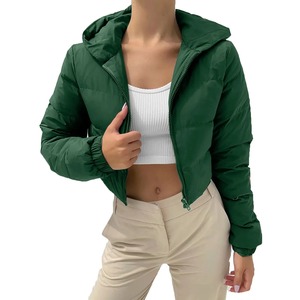 Manteau d'hiver à fermeture éclair de couleur unie avec col haut manches longues décontracté épais cardigan veste toile tissu pour usage extérieur intérieur - Product Image 5