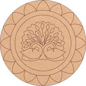 Posavasos Redondo de Madera Artesanal con Diseño Floral, Corte Láser, para Mesa de Té, Café, Decoración del Hogar - Product Image 3