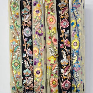 Vêtement utiliser fil teint fleur dentelle garniture broderie dentelle garniture coton crochet chantilly dentelle garniture - Product Image 1