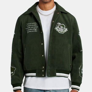 แจ็กเก็ตผ้ากำมะหยี่กำมะหยี่สำหรับผู้ชายผ้าขนสัตว์100% งานปักลายตัวอักษรสไตล์สตรีทงานตามสั่ง - Product Image 6