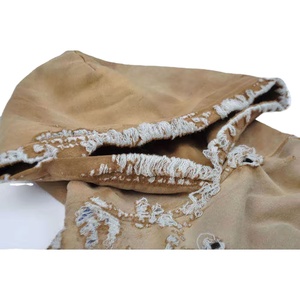 Nuevo diseño de invierno al por mayor de los hombres Premium Distress Acid Wash Sun Fade Rough Thermal 300g Sudadera con capucha apilada para hombres - Product Image 2