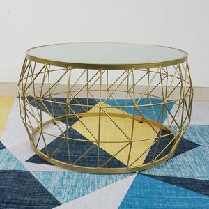 Modern Tempered Glass <b>Sofa</b> <b>Table</b> with Gold Frame and Muted Glass Surface - Product Image 3
