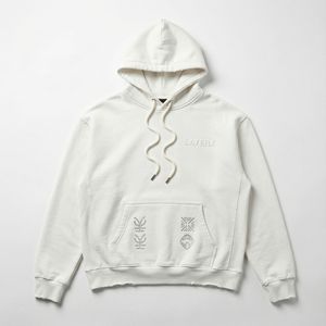 เสื้อฮู้ดดี้ผ้าเฟรนช์เทอร์รี่หนานุ่มคุณภาพสูง สีขาวสำหรับฤดูหนาว น้ำหนัก 500 กรัม ผ้าฝ้าย พิมพ์ลายดิจิตอล ประดับด้วยคริสตัล ลายตกแต่งแบบดิสเทรส 3 มิติ - Product Image 1