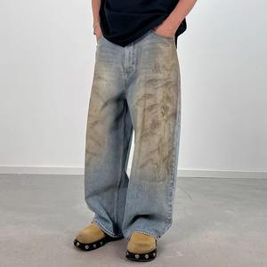 Pantalon baggy en denim pour hommes, délavé à l'acide, coupe ample, commandes OEM, toutes les couleurs personnalisées disponibles, vente en gros personnalisée - Product Image 1