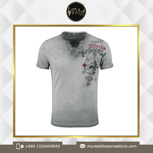 Camiseta de Hombre de Algodón de Punto Jersey de Secado Rápido de Alta Calidad con Cuello en V y Estampado, Disponible para Fabricantes OEM, Origen Bangladesh - Product Image 3