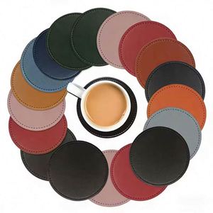 Sous-verres en cuir PU de luxe pour restaurants d'hôtels, promotionnels, avec logo gravé, vente en gros - Product Image 4