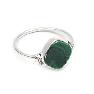 Bague en forme de coussin en argent sterling 925 avec pierre précieuse en malachite verte naturelle pour femme et fille, bijoux faits à la main, prix d'usine en gros - Product Image 1