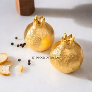 Black Color Powder Coated Leaves And Gold Plated Pomegranate Designer Aluminum Casted Salt And Pepper Mills In Impressive Price - Product Image 5