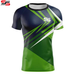 Chemise de compression Mma Bjj à manches courtes avec logo de surf personnalisé Rashguards Jiu Jitsu sublimés Concevez votre propre couche de base personnalisée - Product Image 3