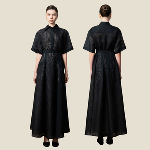 VENESSA POINTED COLLAR SHIRT Features Handcrafted Leaf Details In Soft Leaf Luxe <b>Fabric</b> With A Sharp Elegant Collar - Product Image 4