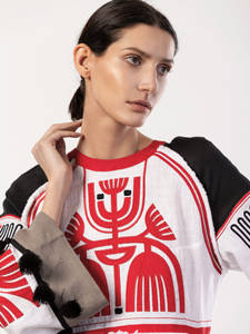 Nouveau design brodé, meilleur modèle, robe folklorique ukrainienne ethnique, robe d'été de style bohème en lin naturel avec décoration de pompon - Product Image 4