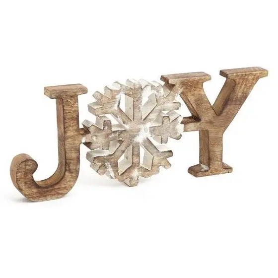 Artesanía de madera Decoración de Navidad Snow Joy Carta Adornos de Mesa para el hogar Colgante de madera Regalo