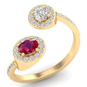 Anillo Ajustable de Plata de Ley 925 de Lujo REYES con Moissanita Certificada GRA y Gema de Rubí, Nueva Llegada, Joyería Fina Personalizada - Product Image 2