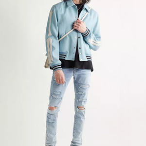 Chaqueta bomber de béisbol para hombre, chaqueta ligera de manga larga con botones y letras para hombre - Product Image 4