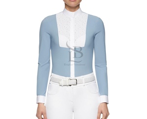 Camisa de Equitación para Mujer, Estilo Ecuestre, Color Sólido, Corta por Encima de la Rodilla, Mangas Largas, Traje de Competición, Hombros Caídos - Product Image 4