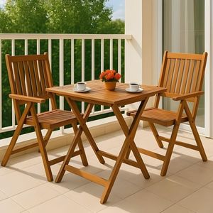 Wooden <b>Folding</b> Garden <b>Chair</b> Slatted Back Patio Seat Rustic Outdoor Furniture for Balcony Backyard - Product Image 1