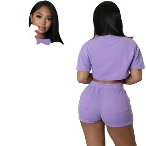 Ensembles de shorts et t-shirts décontractés pour femmes, tenues d'été tendance - Product Image 1