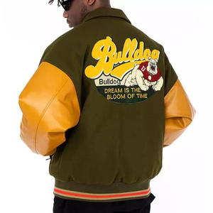 Fabricante OEM personalizado de alta calidad Chenille bordado hombres Universidad personalizado béisbol bombardero Letterman cuero Varsity chaqueta - Product Image 2