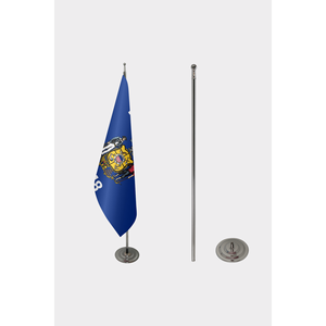 Drapeau d'intérieur personnalisé du Wisconsin 3x5 pieds, style fanion, imprimé numériquement en soie polyester, aluminium, automobile, assurance, éducation - Product Image 2