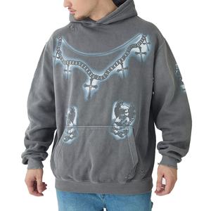 Sweat à capuche zippé personnalisé 500 GSM polaire délavé hiver 100% coton impression numérique à capuche - Product Image 3