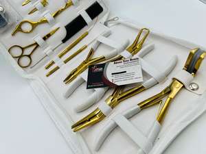 Kit d'outils Microlink Premium, pince pour extensions de cheveux à clipser en or blanc avec étui, logo personnalisé, boucle de tirage pour extensions de cheveux - Product Image 5