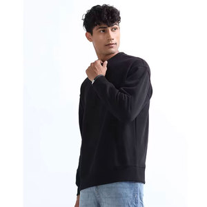 เสื้อสเวตเชิ้ตคอกลมสีดำล้วนสำหรับผู้ชาย ทรงปกติ สวมใส่สบาย ผลิตจากผ้าฝ้ายถัก 100% เหมาะสำหรับใส่ในฤดูใบไม้ร่วง - Product Image 4