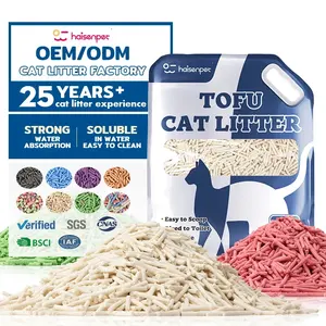 Layanan 24 jam bebas debu kontrol bau label kustom gumpalan Tofue kotoran kucing pasir