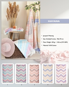 ผ้าขนหนูชายหาด DAFNI BIG PAZAR ลายพิมพ์สีม่วงลายก้างปลา พร้อมพู่สีขาว น้ำหนักปานกลาง 440 กรัม ผลิตจากผ้าทอเคลือบ HDPE - Product Image 2