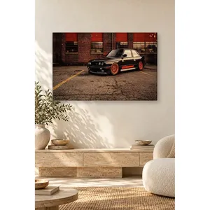 Impression sur toile de Fida Black BMW E30 M3 devant l'usine de briques - Product Image 3