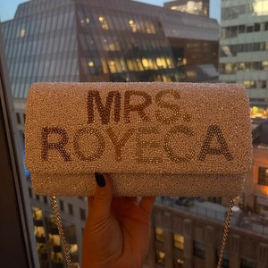 Premium Quality Trending Personalised Bridal Beaded Clutch <b>White</b> Polyester Silver/Gold Chain Fashion Eco-Friendly Indian - Product Image 3