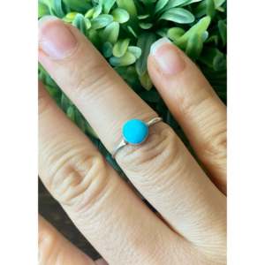 Bague Statement Bohème Angie Rosetta en Argent Sterling avec Turquoise, Monture Bezel, Taille 7, Surface Brillante, Plaqué Rhodium, Idéale au Quotidien - Product Image 2