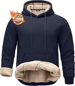 เสื้อฮู้ดผ้าคอตตอนขนแกะสีพื้นแบบลำลองสำหรับผู้ชายใส่ใน100% เป็นมิตรกับสิ่งแวดล้อมระบายอากาศได้ดีเหมาะสำหรับฤดูหนาว - Product Image 4