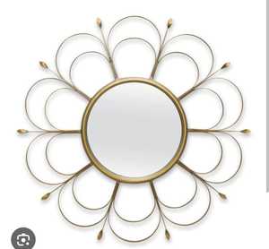 Cadre rond unique en métal fait à la main avec finition dorée antique, décoration d'intérieur, cadre de miroir en résine dorée, sculpture murale, art déco - Product Image 1