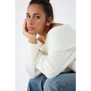 Suéter de punto acrílico 100% Mega Merchant con cuello barco para mujer, con lazo, informal, transpirable, duradero, de manga larga, tejido a crochet, holgado, para otoño. - Product Image 2
