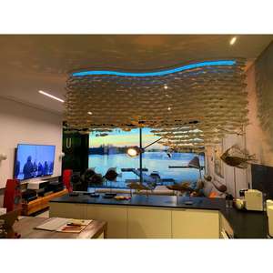 Lustre rectangulaire moderne <span class=keywords><strong>en</strong></span> céramique <span class=keywords><strong>blanche</strong></span>, design artistique poisson, style côtier, pour restaurants et écoles - Product Image 1