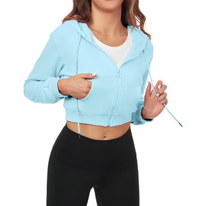 Jersey Crop Top Sudadera con capucha de lana para mujer Disponible en más algodón Tendencia coreana Crop Top Sudaderas con capucha personalizadas - Product Image 1